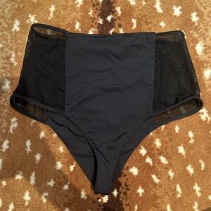Mara Hoffman NWOT L black with mesh high waist bikini bottom